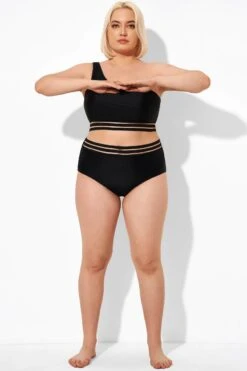 Black Mesh High Waist Bikini Bottom -Bikini Bliss Shop b debt048001 4