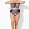 Leopard Mesh High Waisted Swim Bottoms