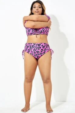 Pink Leopard Print Swim Bottom For Lady -Bikini Bliss Shop b debt052001 4