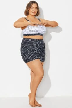 White Polka Dots Mid Waist Women Shorts -Bikini Bliss Shop b debt065004 4
