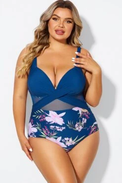 Floral Print Cut Out Mesh Underwire One Piece Swimsuit -Bikini Bliss Shop b deop006012 3