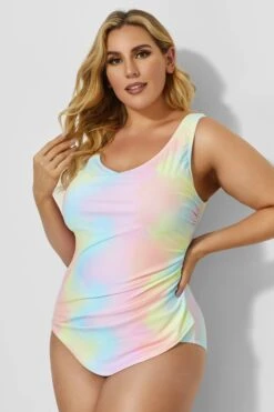 Rainbow Sarong Front One Piece Swimsuit For Lady -Bikini Bliss Shop b deop011002 2