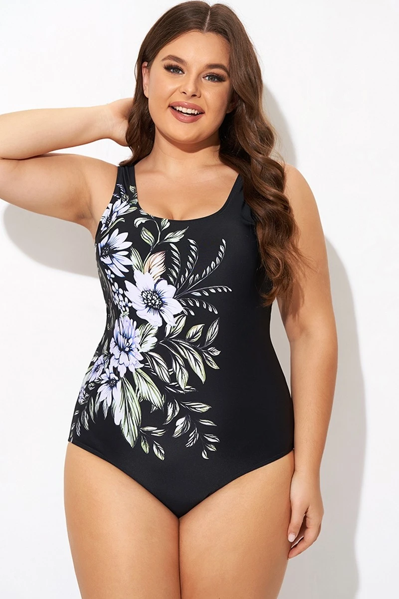 Elegant Flower Print Square Neck One Piece Swimsuit 4 Elegant Flower Print Square Neck One Piece Swimsuit - Image 4