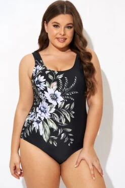 Elegant Flower Print Square Neck One Piece Swimsuit 10 Elegant Flower Print Square Neck One Piece Swimsuit -Bikini Bliss Shop b deop015005 5