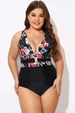 Floral Print Cut Out One Piece Swimsuit -Bikini Bliss Shop b deop032001 3