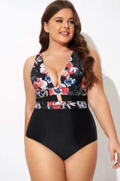 Floral Print Cut Out One Piece Swimsuit -Bikini Bliss Shop b deop032001 4