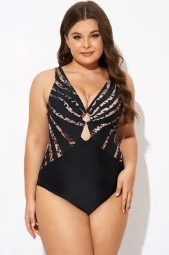 Pattern Ring Plunge Women One Piece Swimsuit -Bikini Bliss Shop b deop061003 4