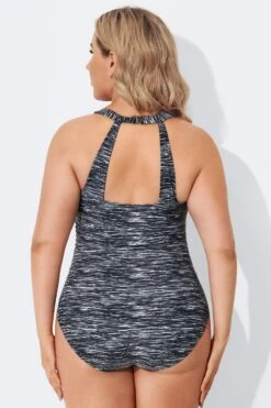 Black Sarong Front Fashionable One Piece Swimsuit -Bikini Bliss Shop b deop065005 2