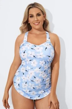 Floral Printed Sexy Sarong Front One Piece Swimsuit -Bikini Bliss Shop b deop065012 4