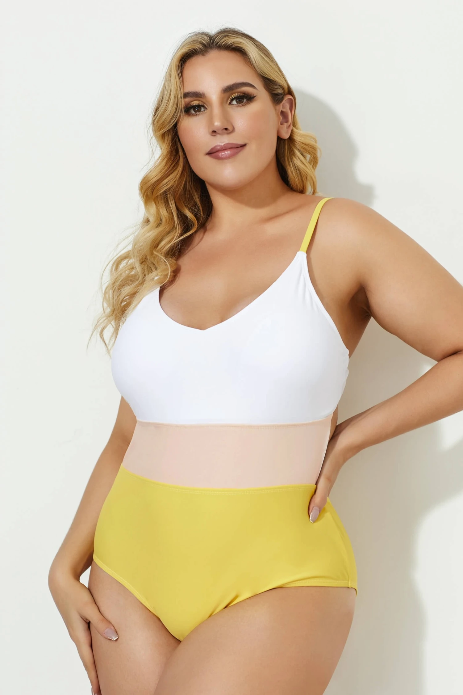 V-neck Color Block Stripe One Piece Swimsuit 4 V-neck Color Block Stripe One Piece Swimsuit - Image 4