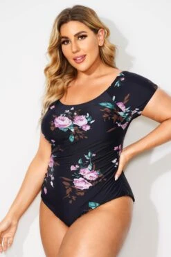 Flower Printed Elastic Women One Piece Swimsuit -Bikini Bliss Shop b deop090005 3