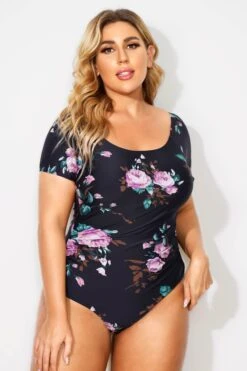 Flower Printed Elastic Women One Piece Swimsuit -Bikini Bliss Shop b deop090005 4