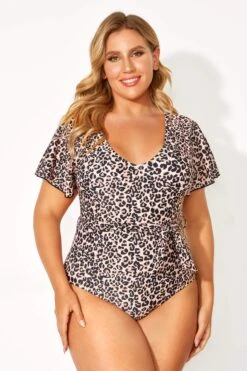 Leopard Printed One Piece Swimsuit With Sleeves -Bikini Bliss Shop b deop124001 6