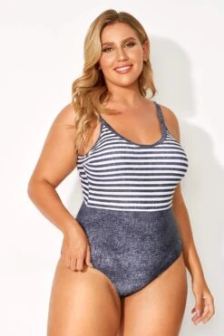 Stripes Extra-low Back Stylish One Piece Swimsuit -Bikini Bliss Shop b deop127001 1