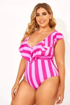 Ruffle Shoulder Swimsuit With Belt One Piece Swimsuit -Bikini Bliss Shop b deop146001 2