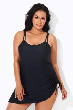 Black Classic Adjustable Stretch Straps One Piece Swimsuit