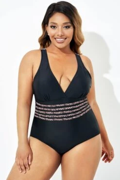 Black Trendy Leopard Printed One Piece Swimsuit -Bikini Bliss Shop b deop180001 3