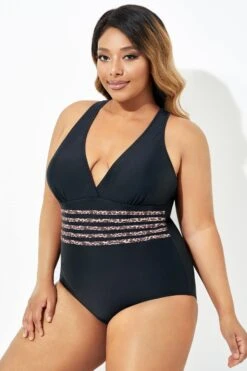 Black Trendy Leopard Printed One Piece Swimsuit -Bikini Bliss Shop b deop180001 5