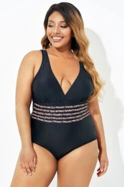Black Trendy Leopard Printed One Piece Swimsuit -Bikini Bliss Shop b deop180001 6