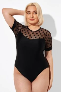 Fashionable Black Mesh Round Neck One Piece Swimsuit 9 Fashionable Black Mesh Round Neck One Piece Swimsuit -Bikini Bliss Shop b deop186001 5
