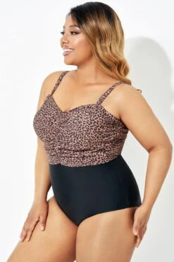 Black Leopard Tummy Control One Piece Swimsuit -Bikini Bliss Shop b deop193001 3
