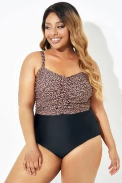 Black Leopard Tummy Control One Piece Swimsuit -Bikini Bliss Shop b deop193001 6
