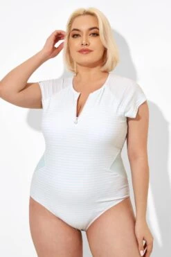 Blue & White Stripe One Piece Swimsuit With Sleeves -Bikini Bliss Shop b deop201001 4