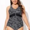 Black & White Zebra Print Ruched Front One Piece Swimsuit