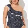 One Shoulder Ruffles Asymmetrical One Piece Swimsuit