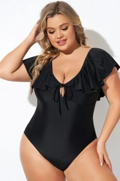 Black Sexy Cut Out Sleeves One Piece Swimsuit -Bikini Bliss Shop b deop282001 4