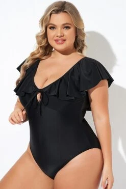Black Sexy Cut Out Sleeves One Piece Swimsuit -Bikini Bliss Shop b deop282001 5