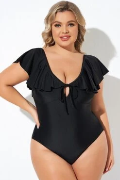 Black Sexy Cut Out Sleeves One Piece Swimsuit -Bikini Bliss Shop b deop282001 6