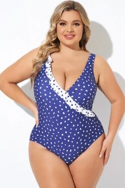 Navy Polka Dot Frill One Piece Swimsuit -Bikini Bliss Shop b deop284001 1