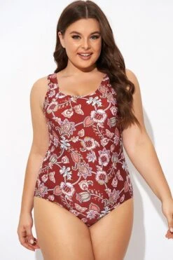 Flower Scoop Neck And Back One Piece Swimsuit -Bikini Bliss Shop b deop291001 3