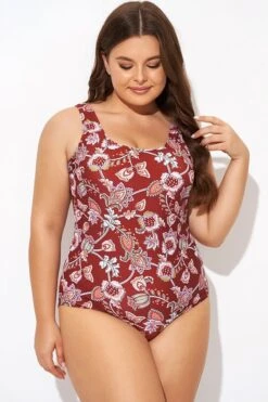 Flower Scoop Neck And Back One Piece Swimsuit -Bikini Bliss Shop b deop291001 4