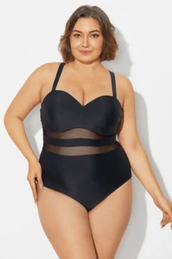 Plus Size Mesh Stitching Sling One Piece Swimsuit 10 Plus Size Mesh Stitching Sling One Piece Swimsuit -Bikini Bliss Shop b deop314001 5