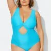 Blue Twist Knot Shimmer One Piece Swimsuit