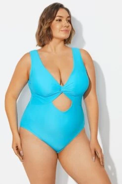 Blue Twist Knot Shimmer One Piece Swimsuit -Bikini Bliss Shop b deop315001 3