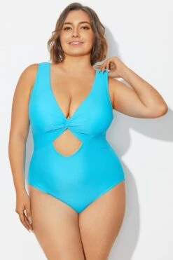 Blue Twist Knot Shimmer One Piece Swimsuit -Bikini Bliss Shop b deop315001 5