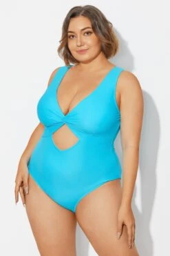 Blue Twist Knot Shimmer One Piece Swimsuit -Bikini Bliss Shop b deop315001 6