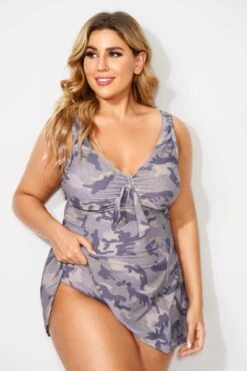 Fashionable Camouflage Sweetheart Neckline Women Swimdress -Bikini Bliss Shop b desd001001 3