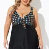 Graceful Tie Front Sweetheart Neckline Swimdress