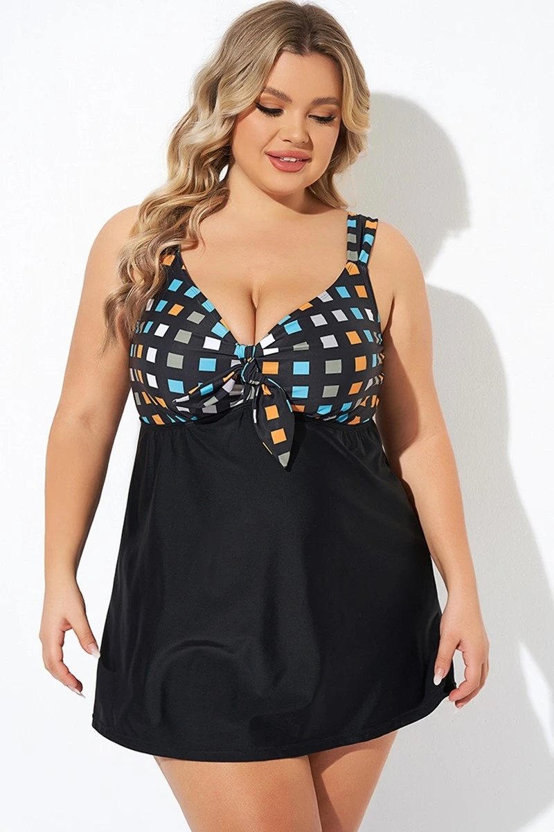 Graceful Tie Front Sweetheart Neckline Swimdress 1 Graceful Tie Front Sweetheart Neckline Swimdress
