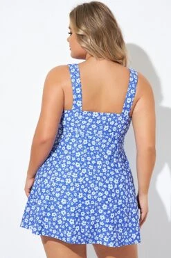 Floral Printed Tie Front V-Neck Swimdress -Bikini Bliss Shop b desd001012 2