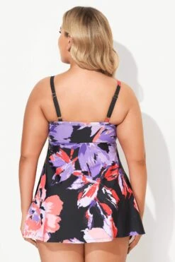 Flower Printed Backless Tummy Control Swimdress -Bikini Bliss Shop b desd006005 3