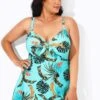 Sweetheart Neckline Print Tie Front Underwire Swimdress