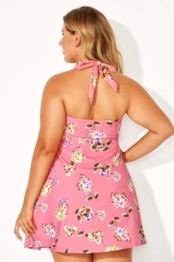 Flower Printed Self-tie Lovely Halter Swimdress -Bikini Bliss Shop b desd013002 4