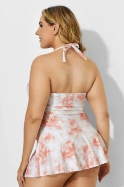 Tie Dye Printed Self-tie Halter Vintage Swimdress -Bikini Bliss Shop b desd014002 3