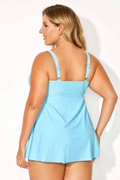 Blue Side Slit V-Neck Adjustable Straps Swimdress -Bikini Bliss Shop b desd015001 4