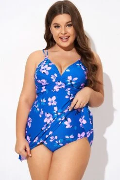 Purple Butterfly Print V-neck Loop Strap Swimdress -Bikini Bliss Shop b desd029001 6